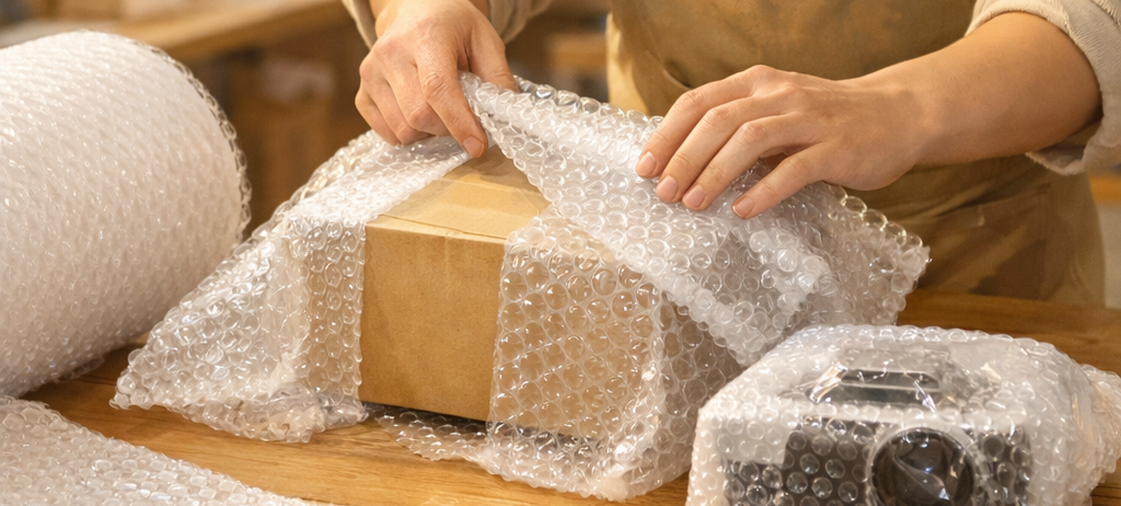 Какой стороной класть пупырчатую пленку, чтобы вещь не разбилась?